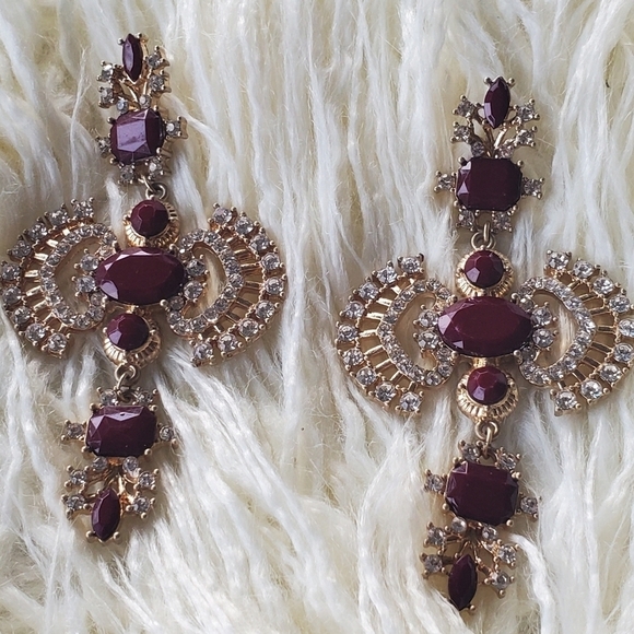 Flat Cut Garnet & Natural Split Pearl Earrings.🌴 - Picture 4 of 6